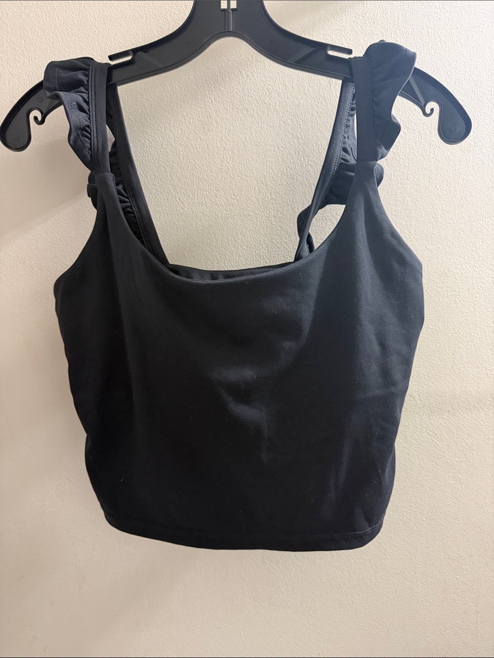 BLOGATES Black Ruffle Strap Tank Top
